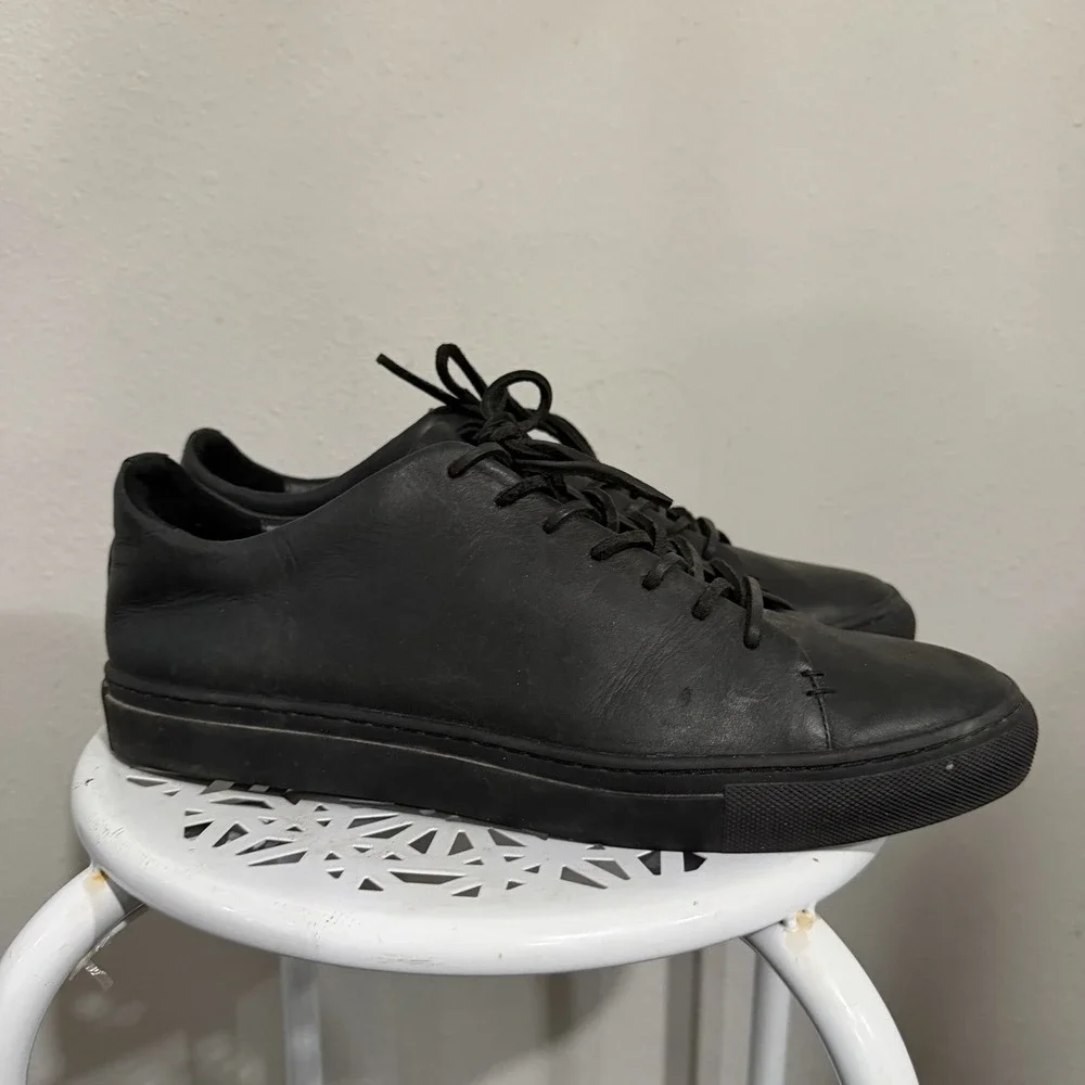Thursday Everyday Shoes Mens 11.5 Black Leather Comfort Low Top Lace up Sneaker